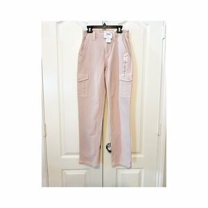 American Eagles High Rise Straight 00 R 24 W  Dust Pink Stretch Cargo Pants NWT